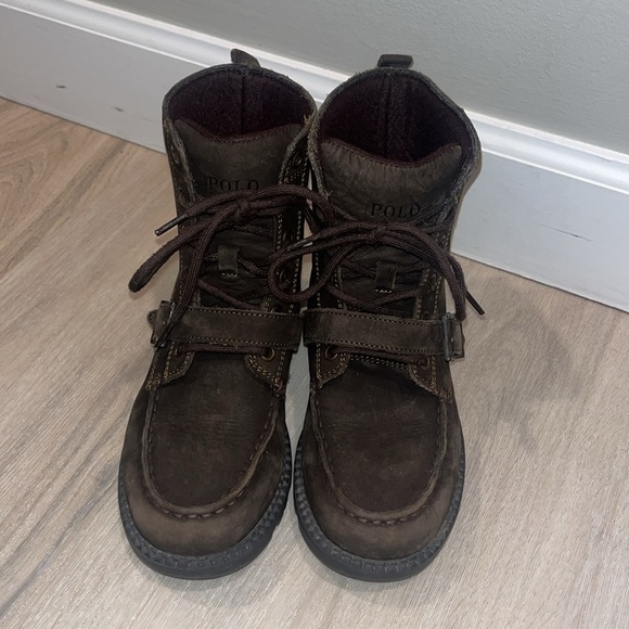 Polo Ralph Lauren Ranger Hi II USA flag Sweater Bear boots boys Youth LEON - Picture 12 of 15